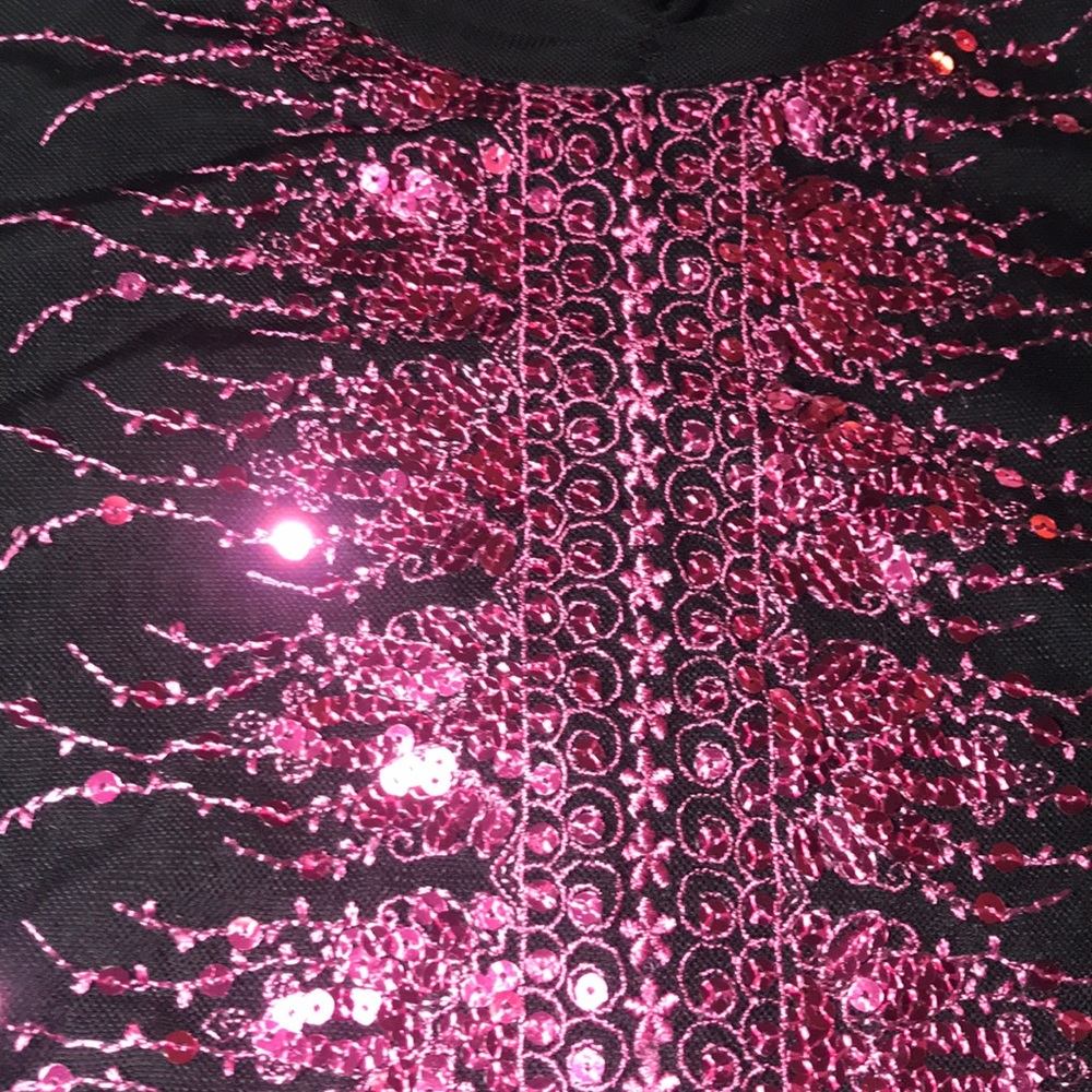 Black Long Sleeves with Center Pink Sequins - Picture 3 of 10